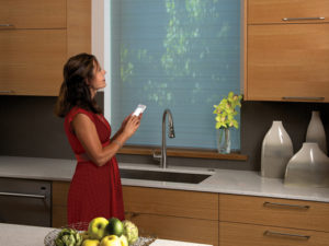 Designer Roller Shades with PowerView™ Motorization in the Kitchen